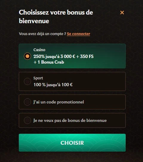 CrownPlay Casino - Étapes d'inscription